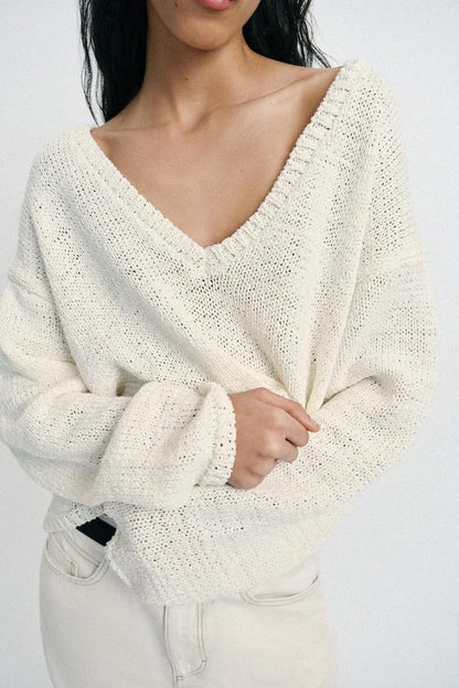 Pull en maille à décolleté en V