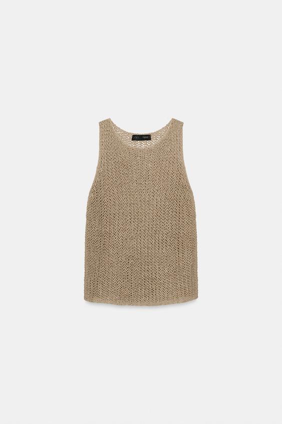 Top en maille ajourée 100 % lin