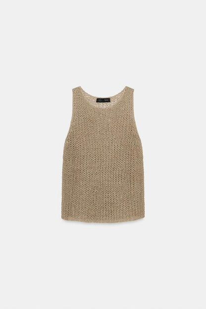 Top en maille ajourée 100 % lin