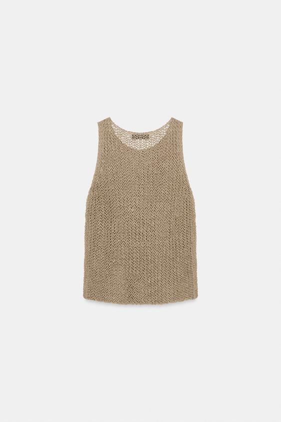 Top en maille ajourée 100 % lin