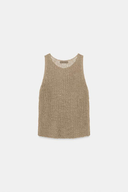 Top en maille ajourée 100 % lin