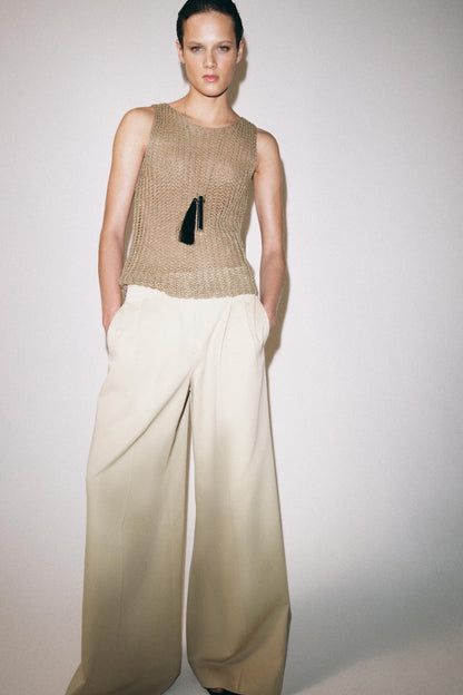 Top en maille ajourée 100 % lin