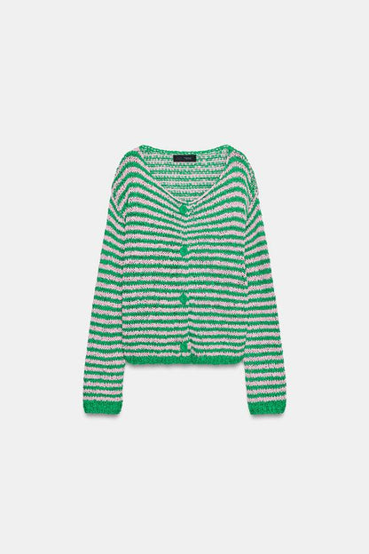 Veste en maille à rayures