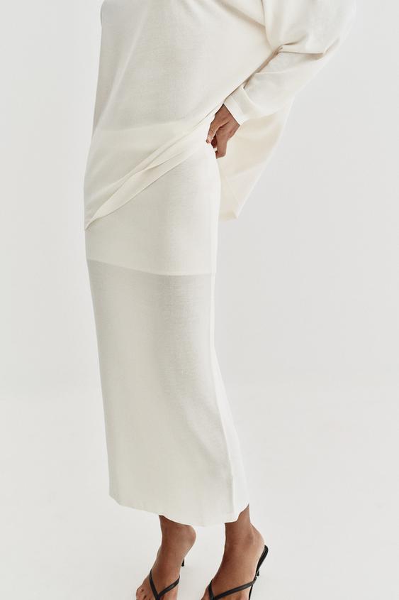 Jupe midi en maille fine