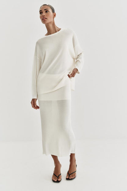 Jupe midi en maille fine