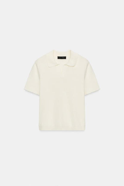 Polo en maille à dentelle contrastée