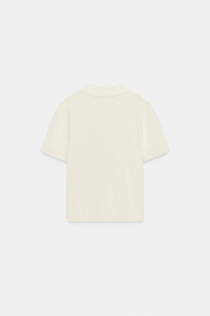 Polo en maille à dentelle contrastée