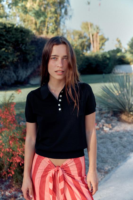 Polo en maille à manches courtes