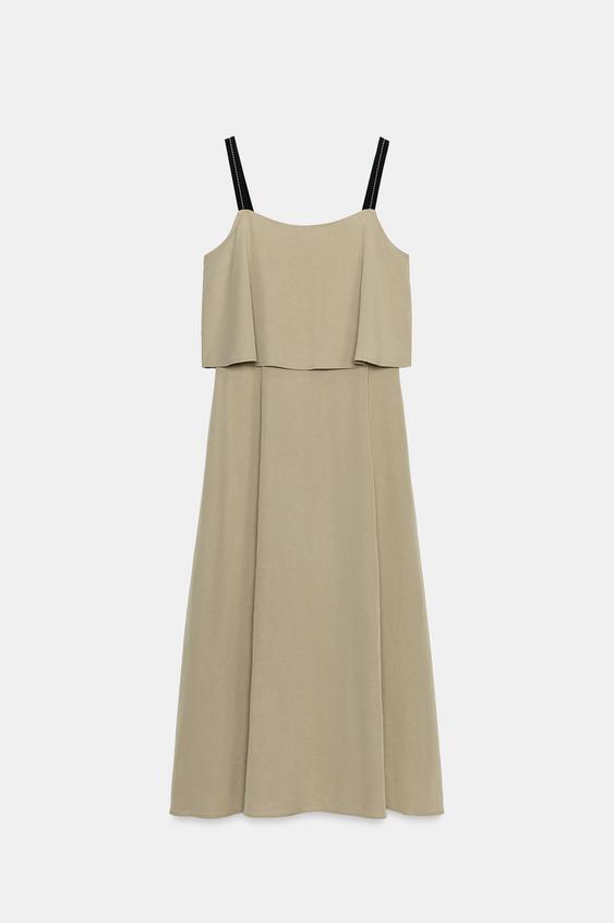 Robe midi double épaisseur à bretelles