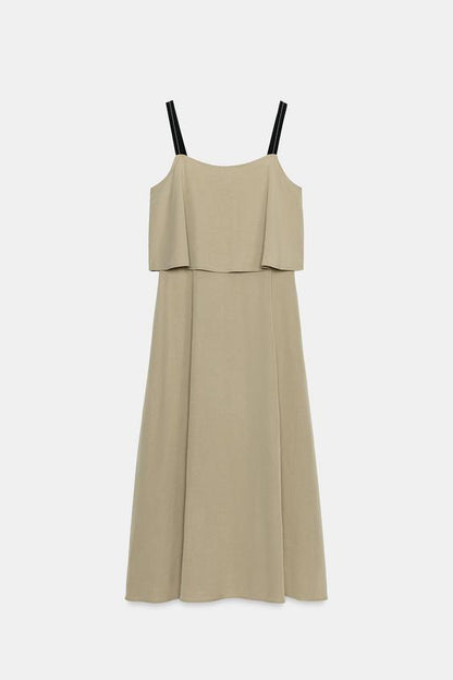 Robe midi double épaisseur à bretelles