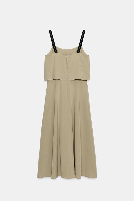 Robe midi double épaisseur à bretelles