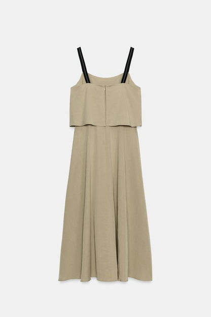 Robe midi double épaisseur à bretelles