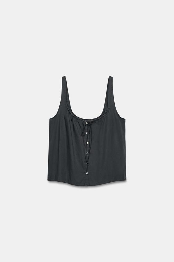 Top en popeline à boutons