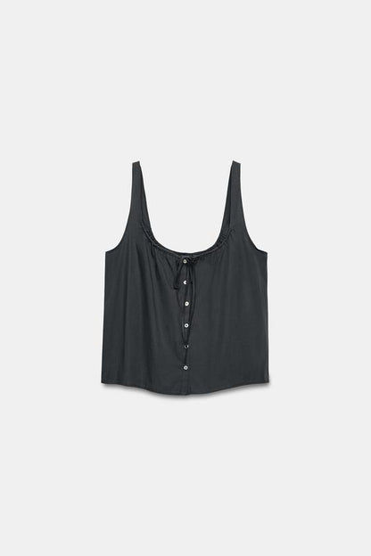 Top en popeline à boutons