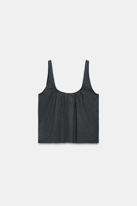 Top en popeline à boutons