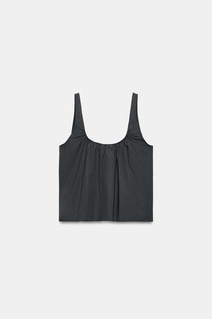 Top en popeline à boutons