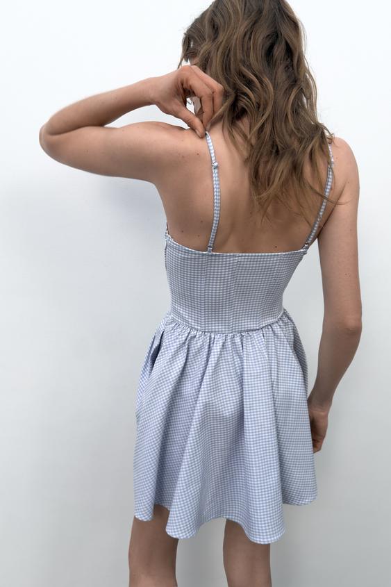 Robe corset à volume et carreaux vichy