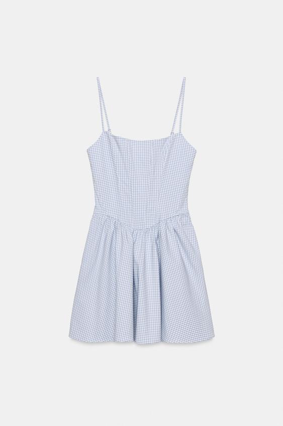 Robe corset à volume et carreaux vichy