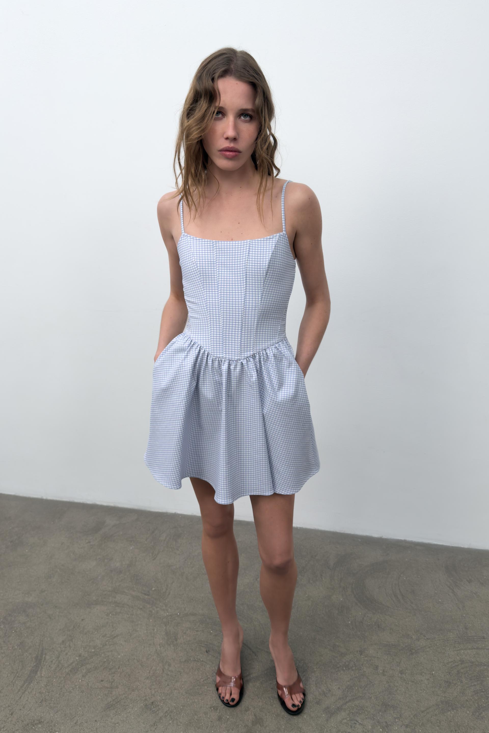 Robe corset à volume et carreaux vichy