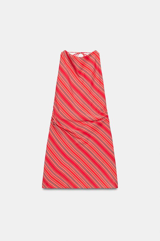 Robe dos-nu drapée à rayures