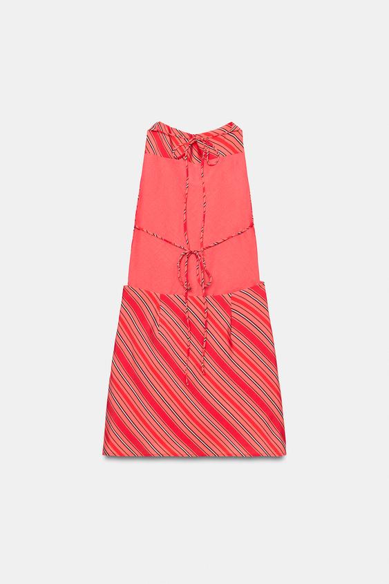 Robe dos-nu drapée à rayures