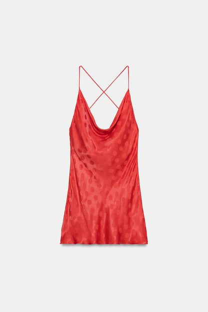 Robe satinée à pois