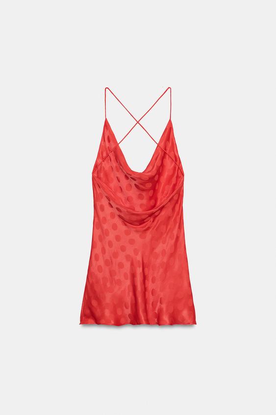 Robe satinée à pois