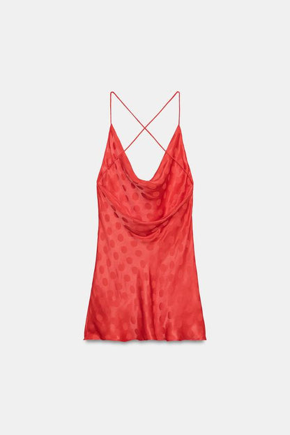 Robe satinée à pois