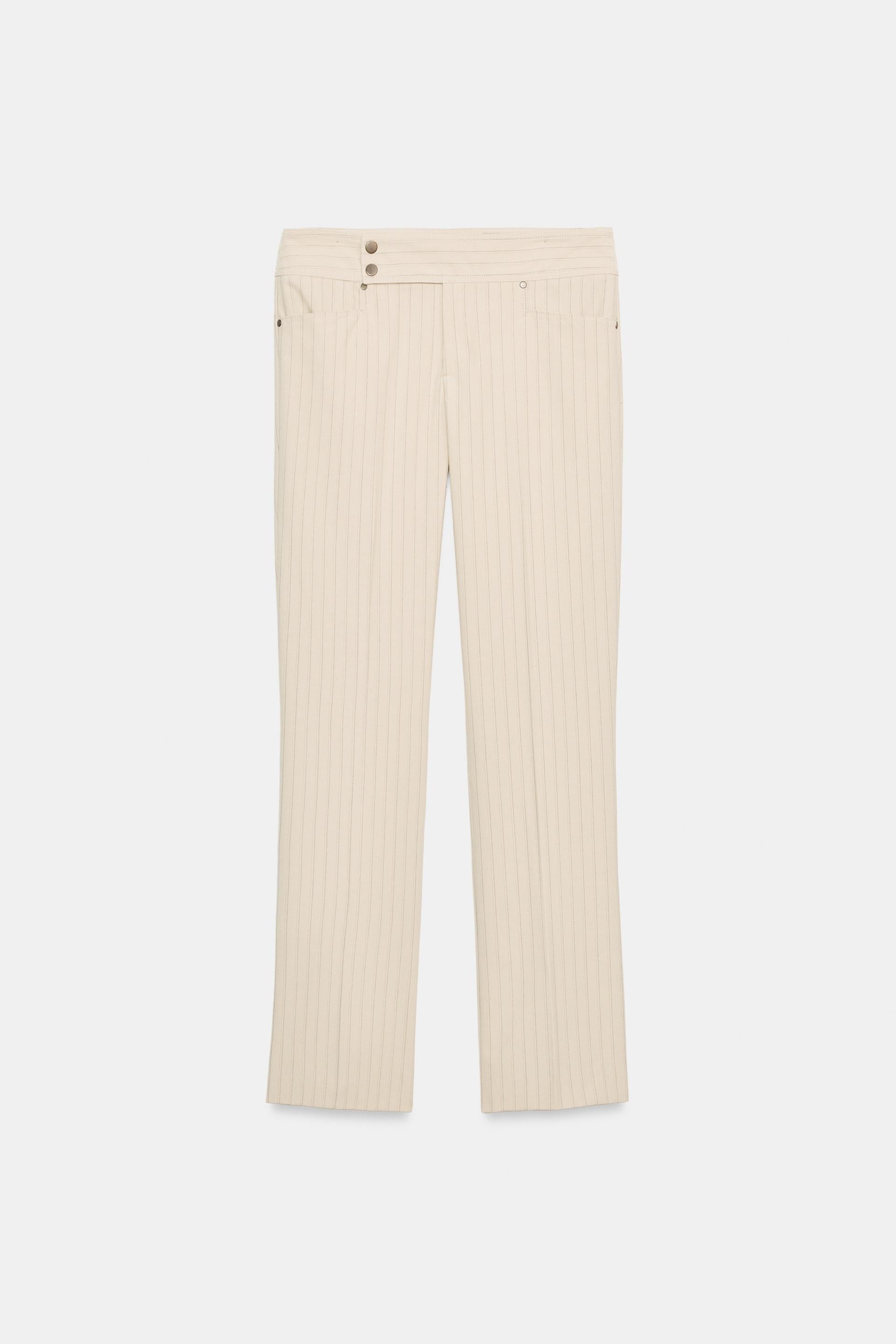 Pantalon droit à fines rayures