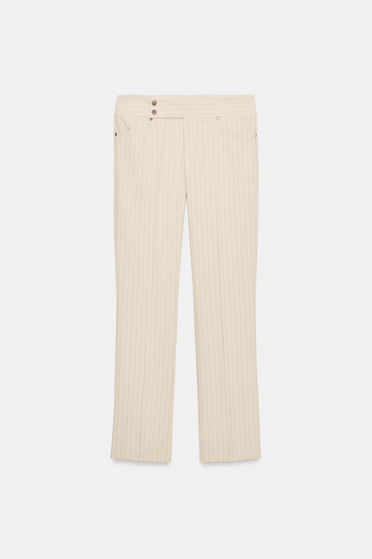 Pantalon droit à fines rayures