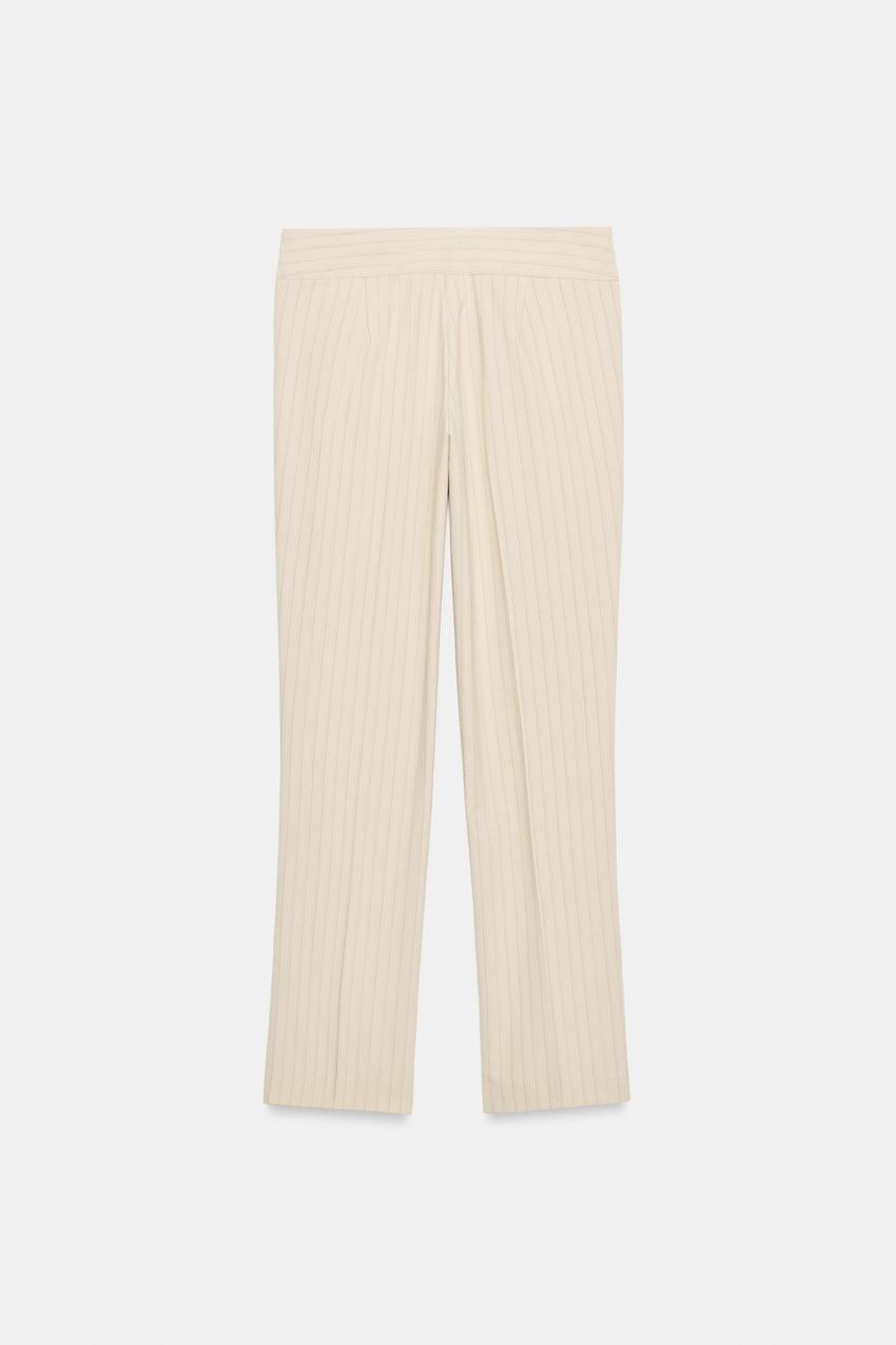 Pantalon droit à fines rayures