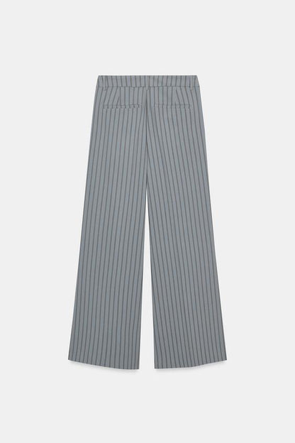 Pantalon évasé à fines rayures