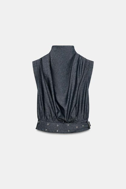 Top en lin à boucle et clous