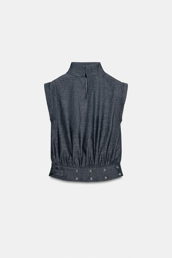 Top en lin à boucle et clous