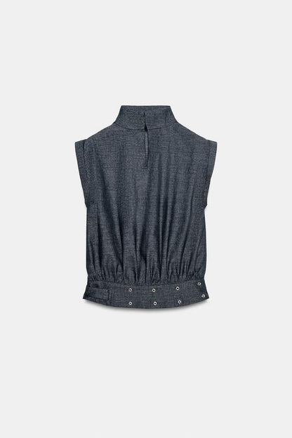 Top en lin à boucle et clous