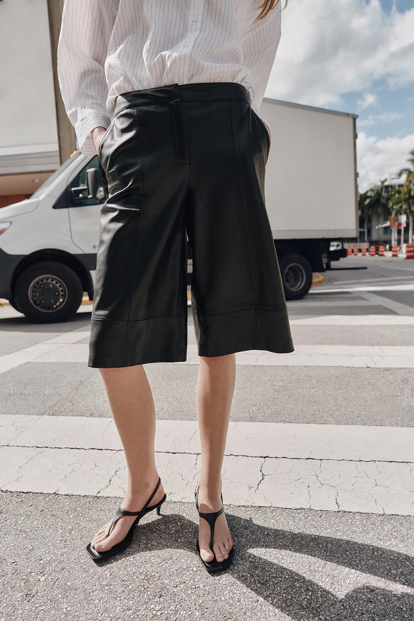 Bermuda long effet cuir