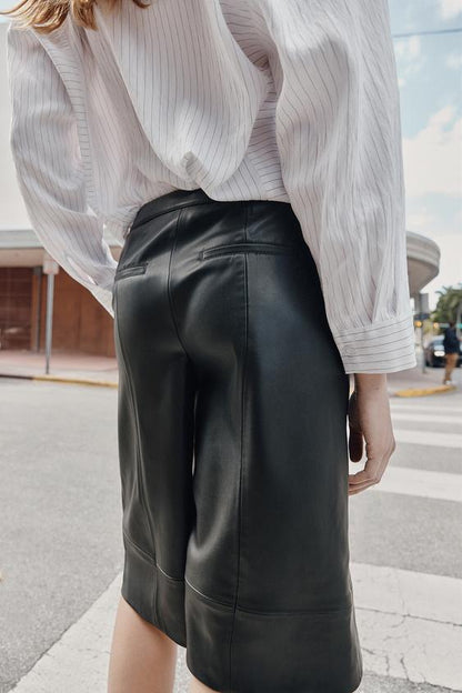 Bermuda long effet cuir