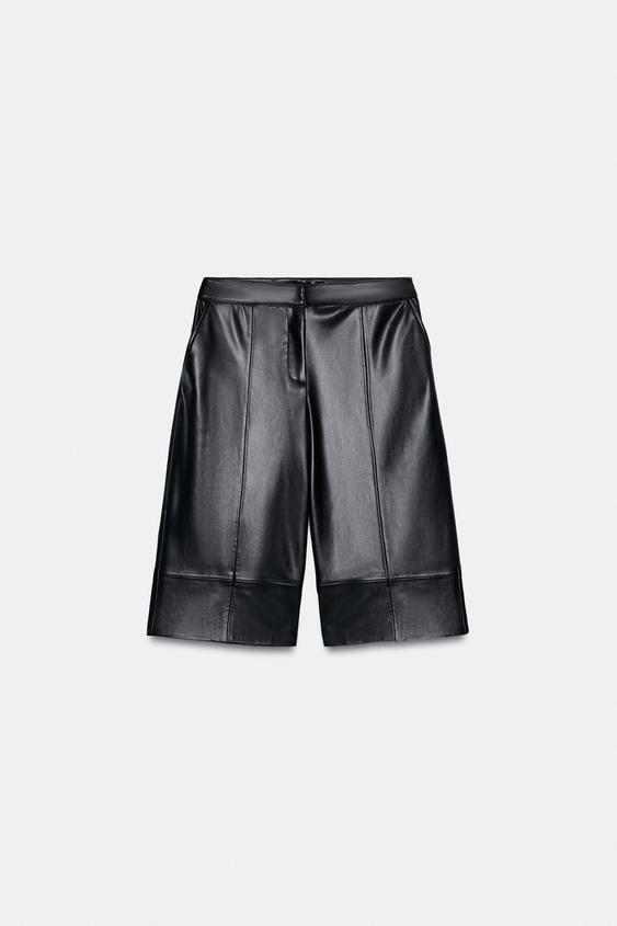 Bermuda long effet cuir