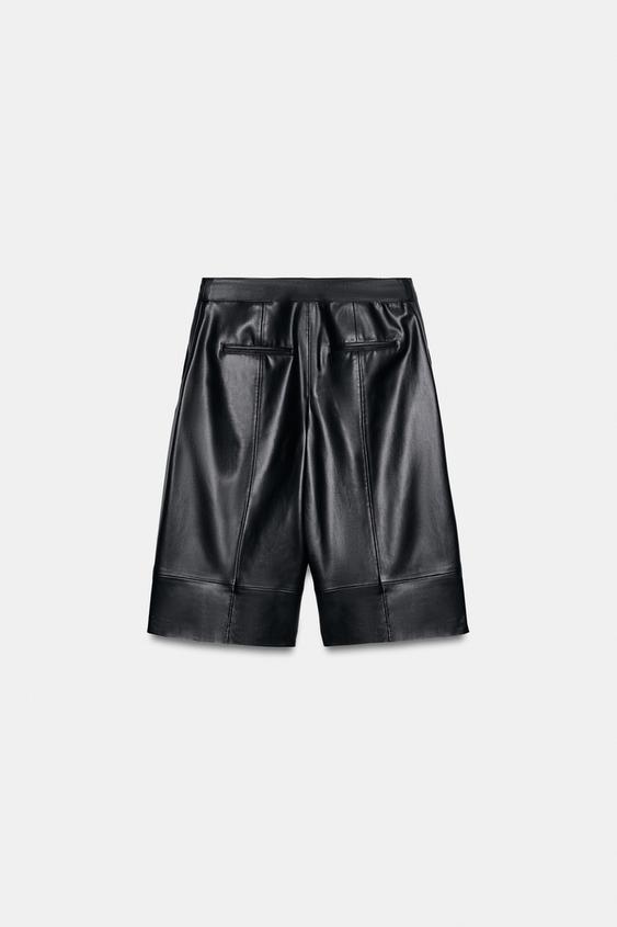 Bermuda long effet cuir