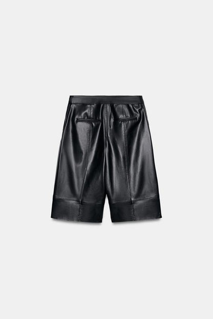 Bermuda long effet cuir