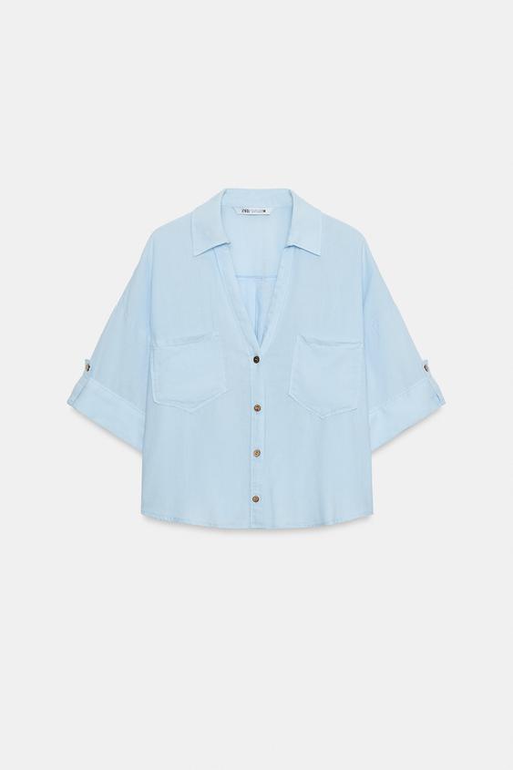 Chemise courte en lin