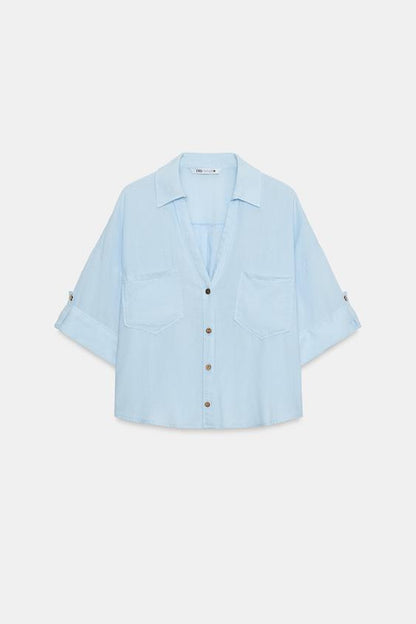Chemise courte en lin