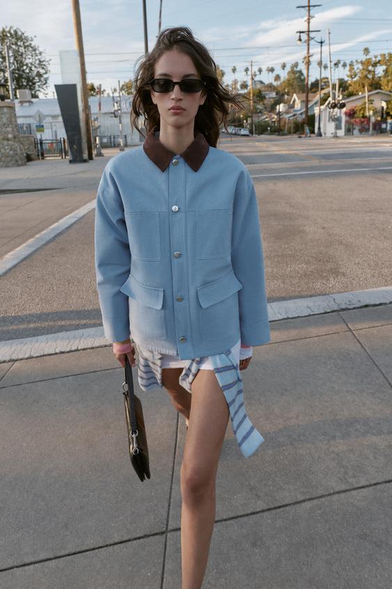 Blouson matelassé à col contrasté