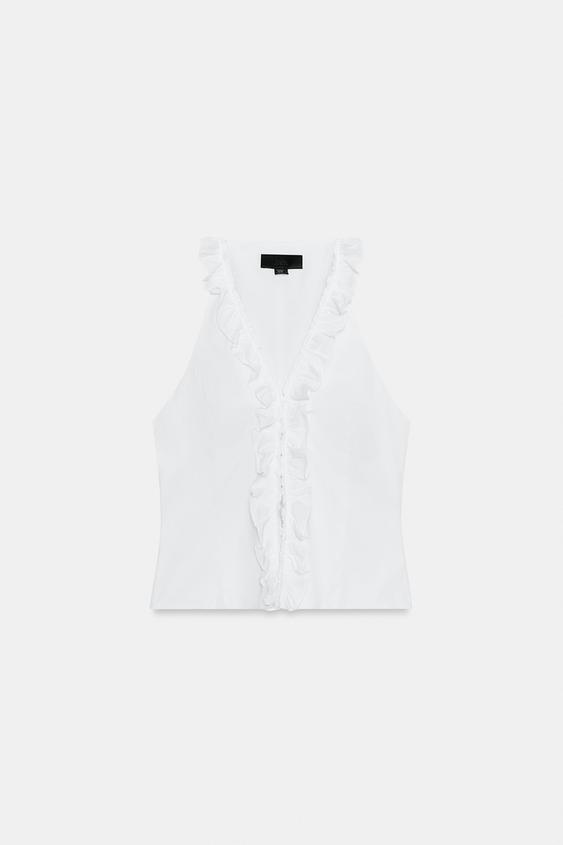 Top en nylon à volants