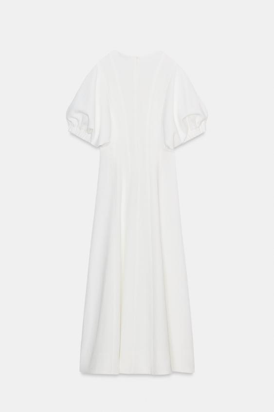 Robe midi à manches bouffantes