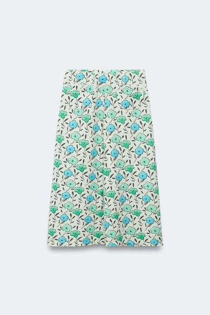 Jupe midi à fleurs en lin Édition limitée