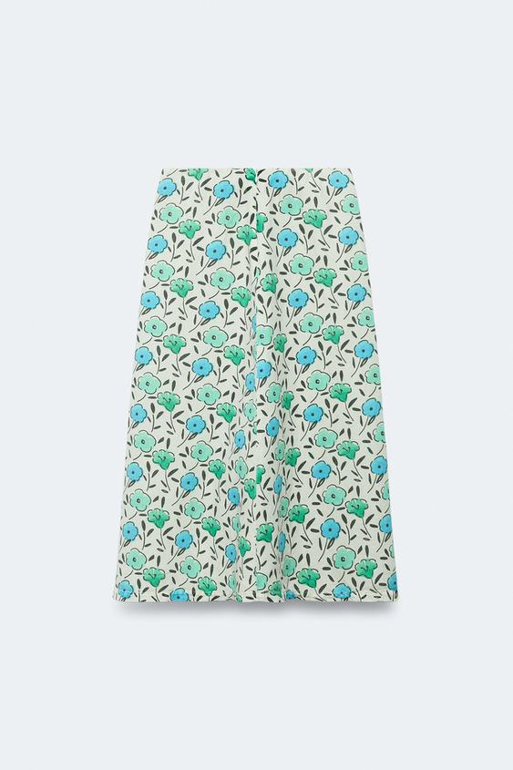 Jupe midi à fleurs en lin Édition limitée