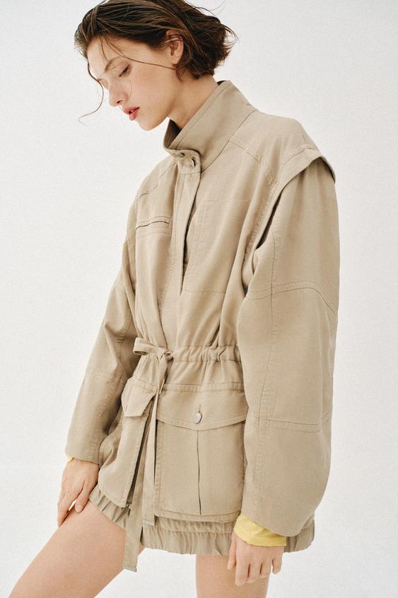 Blouson long à col montant