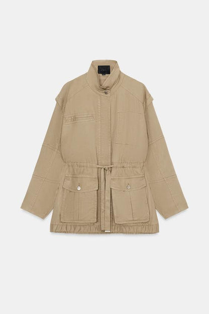 Blouson long à col montant