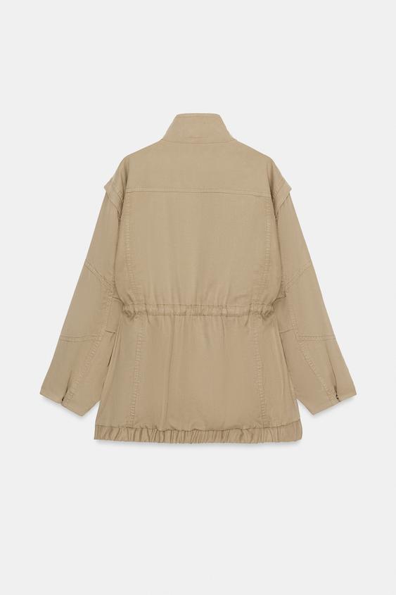 Blouson long à col montant